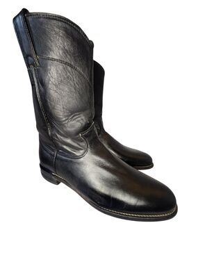 JUSTIN roper L3620 WOMEN BLACK LEATHER WESTERN COWGIRL BOOTS SIZE 9 B